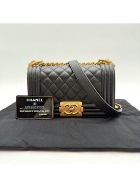 Chanel Boy Lambskin Quilted Shoulder Bag Gold